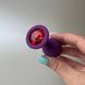 Силиконовая анальная пробка фиолетовая со стразом (2,8 см) - фото товара