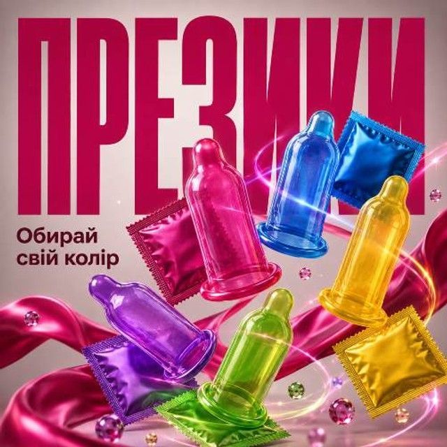 Яскраві кольорові презервативи різних відтінків та смаків — секс шоп Intimka