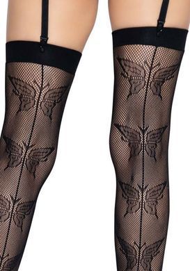 Чулки Leg Avenue Butterfly back seam thigh highs One size Black - фото