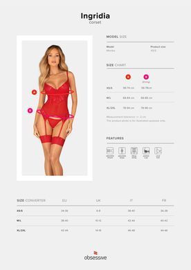 Эротический корсет Obsessive Ingridia corset & thong XS/S