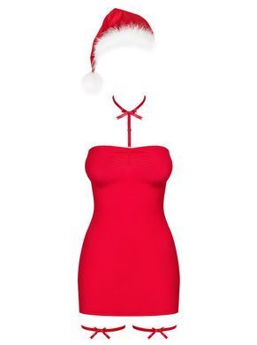Эротический костюм новогодний Obsessive Kissmas chemise red S/M