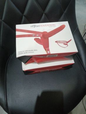 Подвійний вібрострапон Fetish Tentation Vibrating StrapOn Double red (м'яте паковання) - фото