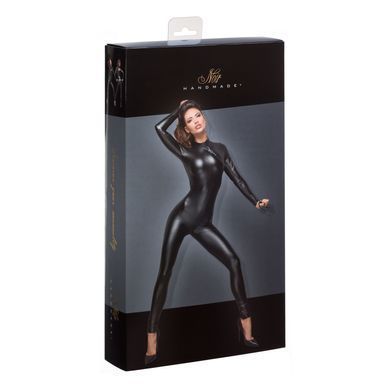 Бодістокінг Noir Handmade F162 Powerwetlook overall with leash and two-way zipper L