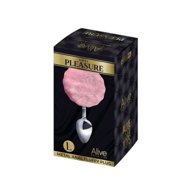 Анальная пробка с хвостиком Pink (4 см)Alive Fluffly Plug L