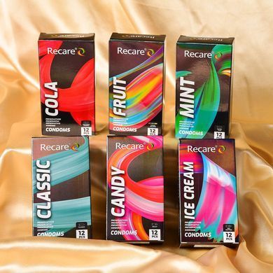 Презервативы с пупырышками с ароматом мороженого Recare Holographic Ice Cream Big Dotted Condoms 12 шт. - фото