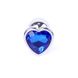Анальна пробка з кристалом Boss Silver Heart PLUG Dark Blue S (2,7 см) (недоліки лакового покриття) - фото товару