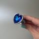 Анальная пробка с кристаллом Boss Silver Heart PLUG Dark Blue S (2,7 см) (недостатки лакового покрытия) - фото товара