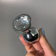 Анальная пробка со стразом Alive Mini Metal Butt Plug M White (3,4 см) - фото