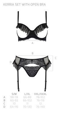 Еротичний комплект Passion KERRIA SET WITH OPEN BRA black S/M - фото