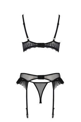 Еротичний комплект Passion KERRIA SET WITH OPEN BRA black S/M - фото