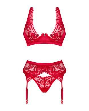 Эротический комплект Obsessive Lacelove cupless 3-pcs set XL/2XL - фото