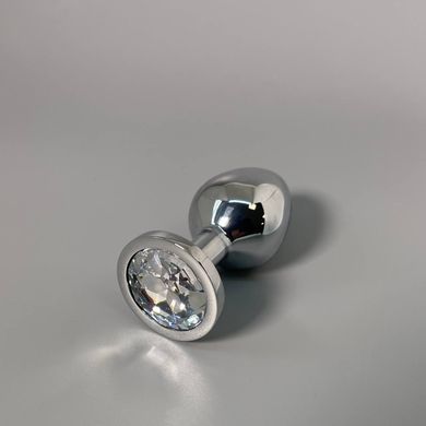 Анальна пробка зі стразом Alive Mini Metal Butt Plug M White (3,4 см) - фото