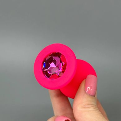 Анальна пробка з кристалом CRYSTAL Soft Silicone Pink Silicone Pink-Rhodolite M - фото