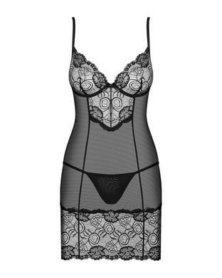 Сорочка и трусики Obsessive Alluria chemise & thong S/M