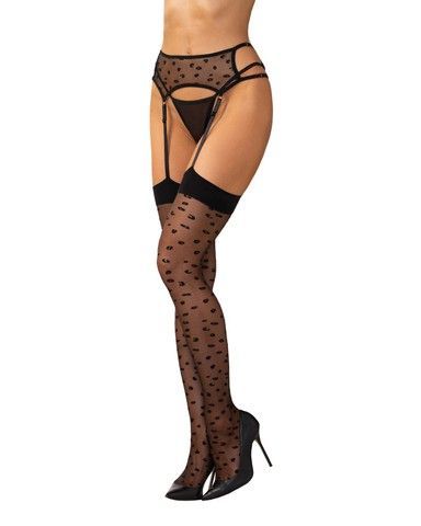 Эротические колготки-бодистокинг Obsessive Isinne garter stockings S/M/L (мятая упаковка) - фото
