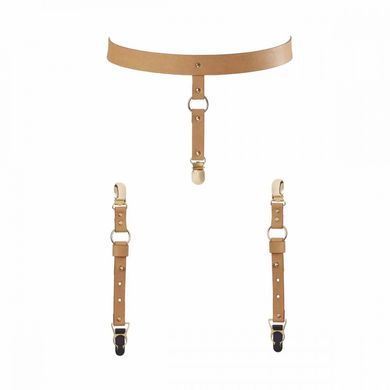 Пояс з пажами для панчіх Bijoux Indiscrets MAZE Suspender Belt Braun, Бежевий