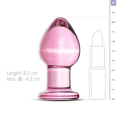 Розовая анальная пробка из стекла Gildo Pink Glass Buttplug No. 27 (4,3 см) - фото