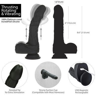 Фалоімітатор ADDICTION Naked 8.6&rdquo; Rotating&Thrusting Vibrating 21,8 см - фото