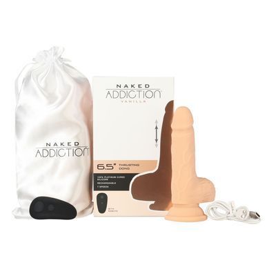 Фаллоимитатор с пульсацией Addiction Naked  6.5" Thrusting Dong With Remote Vanilla (16,5 см) - фото