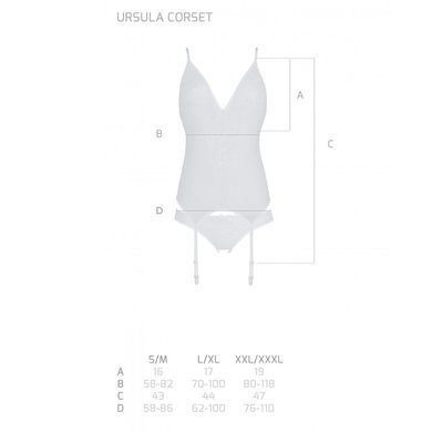 Корсет і трусики з доступом Passion Ursula Corset white S/M
