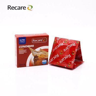 Презервативи з пухирцями та ребрами з ароматом коли Recare Cola Dotted&Ribbed Condoms 3 шт - фото