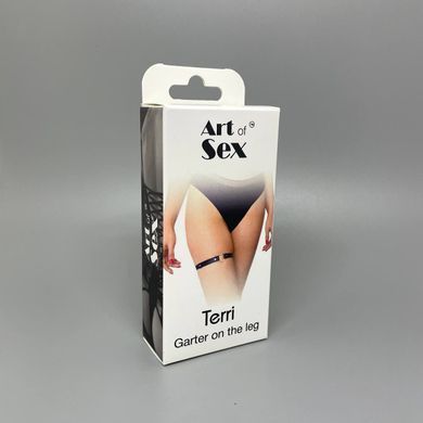 Гартер на ногу сердце из натуральной кожи Art of Sex - Terri, Черный