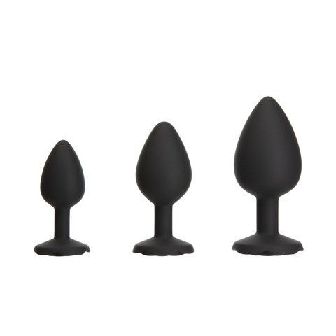 Набір анальних пробок (3,5; 4; 4,5 см) BMS Roses Til&rsquo; Dawn Silicone Anal Plug Kit Starter Kit Black - фото