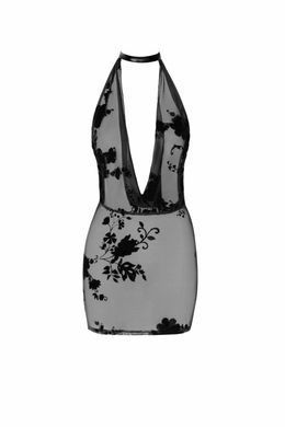 Платье Noir Handmade F313 Mythos mini flocked mesh dress with jewelry rhinestone chain S