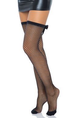 Чулки сетка Leg Avenue Bow back seam thigh highs One size Black - фото