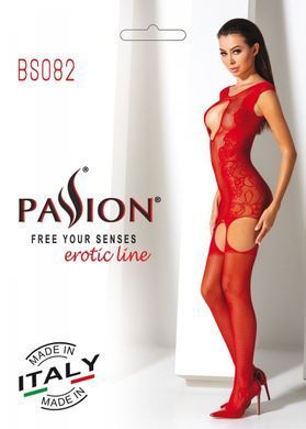 Бодистокинг с чулками Passion BS082 red - фото