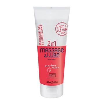 Смазка и массажный гель HOT Massage & Glide Gel 2in1 Strawberry 200 мл - фото