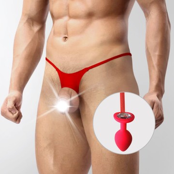 Трусы мужские с силиконовой анальной пробкой M Art of Sex Joni plug panties size M Red XS-2XL - фото