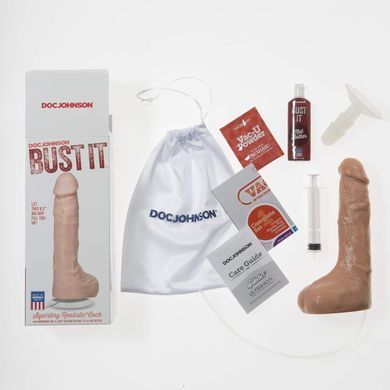 Фаллоимитатор с семяизвержением Doc Johnson Bust It FIRMSKYN Squirting Realistic Cock With Removable Vac-U-Lock Suction Cup 8,5 Inch 21,6 Vanilla - фото