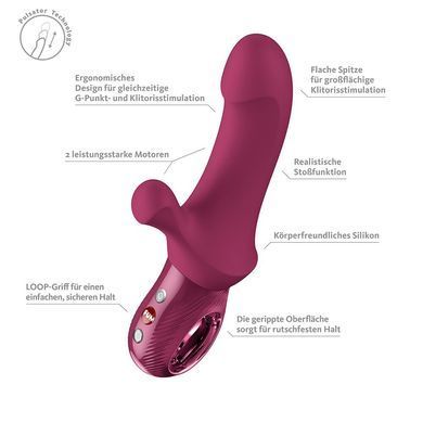 Пульсатор з вібрацією Fun Factory Bi Stronic Curve Wine Red бордовий - фото