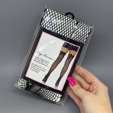 Чулки сетка Leg Avenue Bow back seam thigh highs One size Black - фото