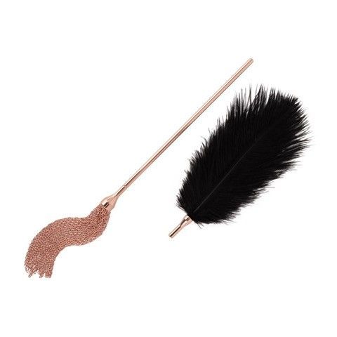 Тіклер з флоггером Rosy Gold Feather Tickler & Whip