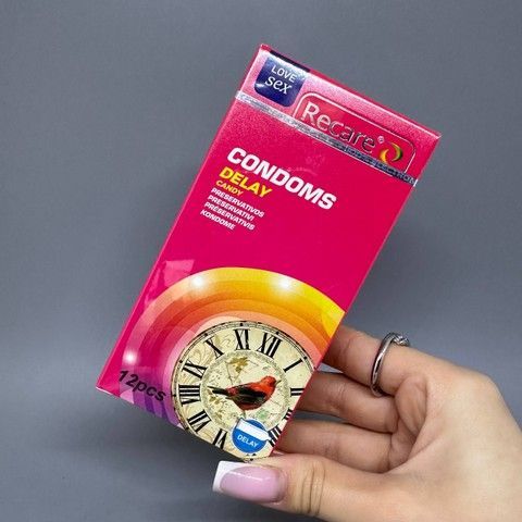 Презервативи пролонгуючі з ароматом цукерок Recare Delay Candy Condoms 12 шт. - фото