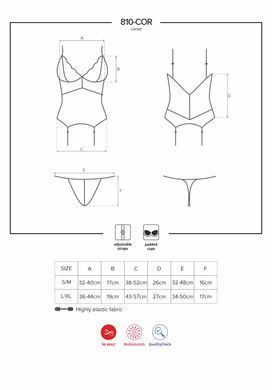 Еротичний корсет Obsessive 810-COR-2 corset & thong white S/M