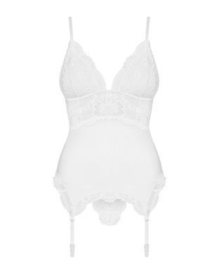 Еротичний корсет Obsessive 810-COR-2 corset & thong white S/M