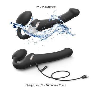 Страпон с вибрацией и вакуумом Strap-On-Me MULTI ORGASM S Black (длина 14,7 см; диаметр 3,4 см) - фото