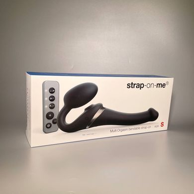 Страпон с вибрацией и вакуумом Strap-On-Me MULTI ORGASM S Black (длина 14,7 см; диаметр 3,4 см) - фото