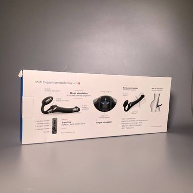 Страпон с вибрацией и вакуумом Strap-On-Me MULTI ORGASM S Black (длина 14,7 см; диаметр 3,4 см) - фото