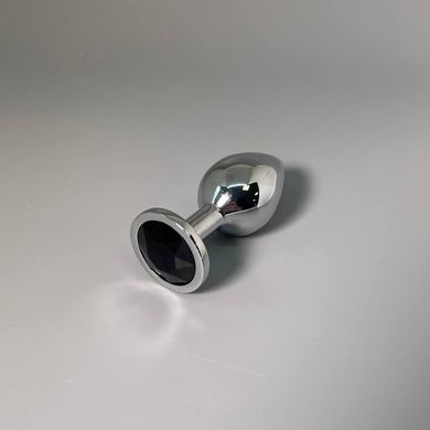 Анальна пробка зі стразом Alive Mini Metal Butt Plug M Black (3,4 см) - фото