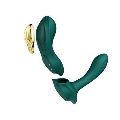 Zalo AYA Turquoise Green - смарт вібратор-бабочка у трусики подвійний - фото