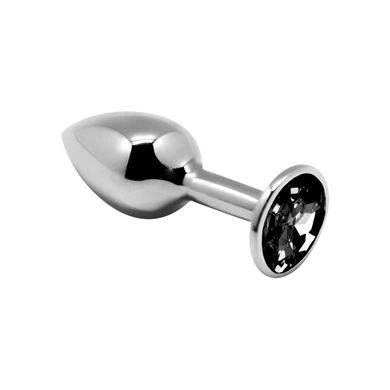 Анальна пробка зі стразом Alive Mini Metal Butt Plug M Black (3,4 см) - фото