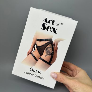 Гартери на ноги з натуральної шкіри Art of Sex Gwen XS-2XL чорні