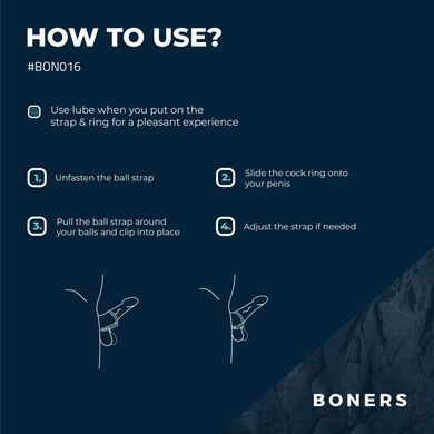 Ерекційне кільце Boners Cock & Ball Strap L - фото