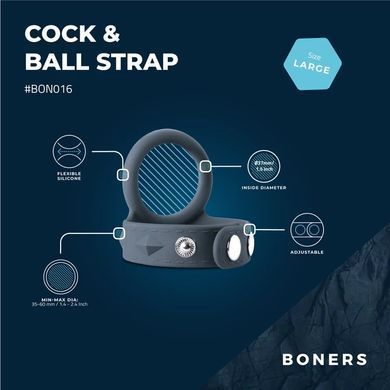 Ерекційне кільце Boners Cock & Ball Strap L - фото