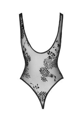 Боді Noir Handmade F242 Tulle body with patterned flock embroidery S