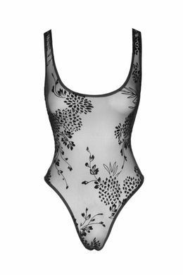 Боді Noir Handmade F242 Tulle body with patterned flock embroidery S